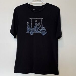 Travis Mathew Black Tee with Blue Golf Cart Graphic